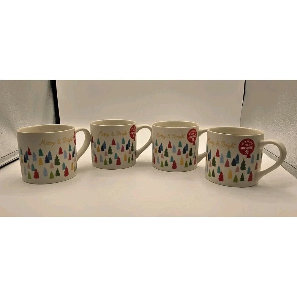 Target Wondershop Winter Christmas Tree Mug Cocoa Coffee 15 oz 2024 Set Of 4